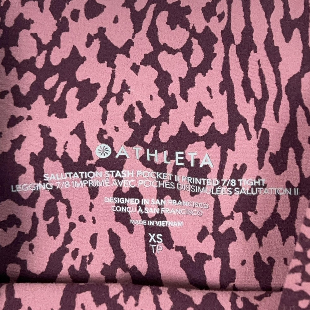 Athleta Pants Womens XS Red Salutation Stash Pocket II High Rise Leggings Gym - Picture 8 of 11